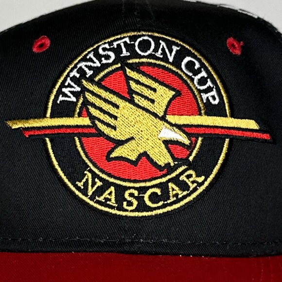 VTG Winston Cup NASCAR Black Red Snapback Cap Eagle B/W Checkered Sides - Picture 2 of 15